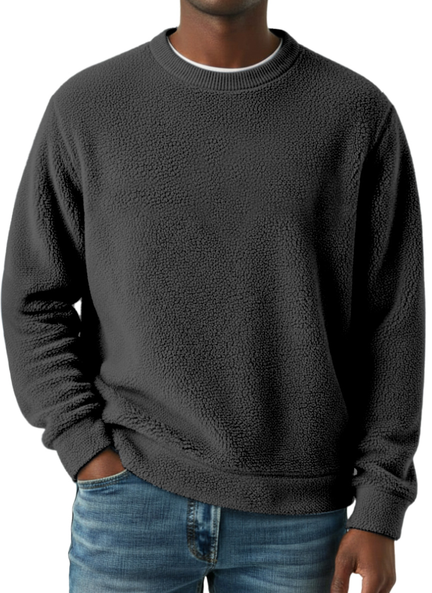 Winter Casual And Comfortable Polar Fleece Round Neck Long-sleeved Sweatshirt
