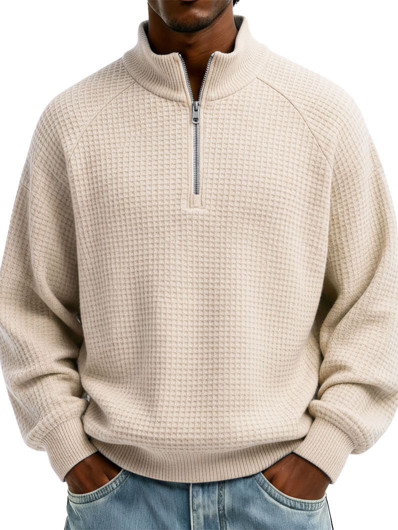 Men's Stylish Casual Loose-fitting Raglan Sleeve Stand-up Collar Long-sleeved Sweatshirt