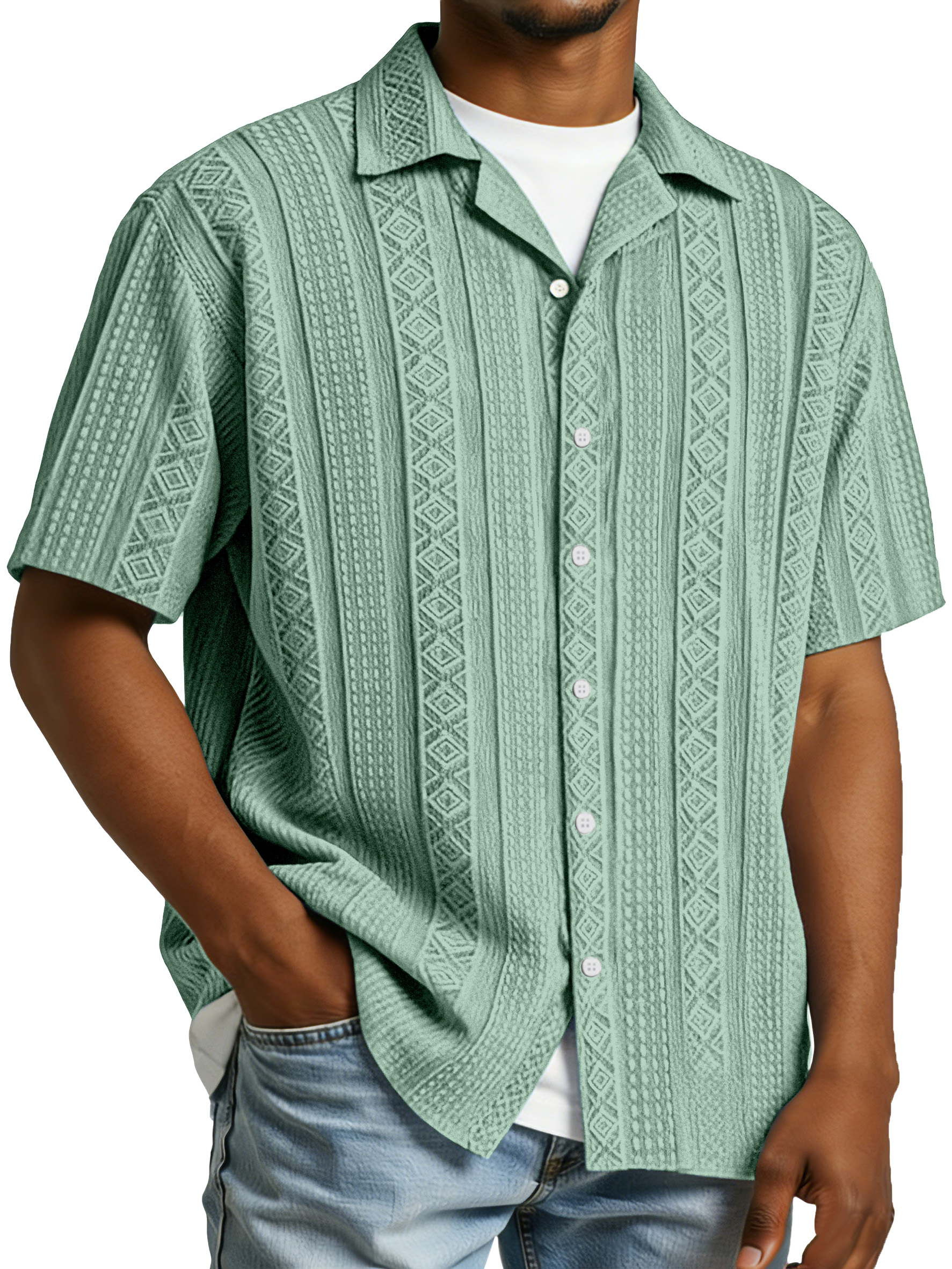 Men's Simple And Comfortable Textured Solid Color Short-sleeved Polo Shirt