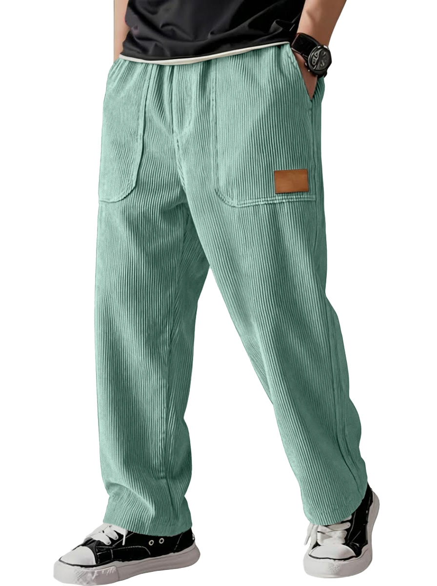 Simple Casual All-match Corduroy Patch Bag Wide-leg Trousers