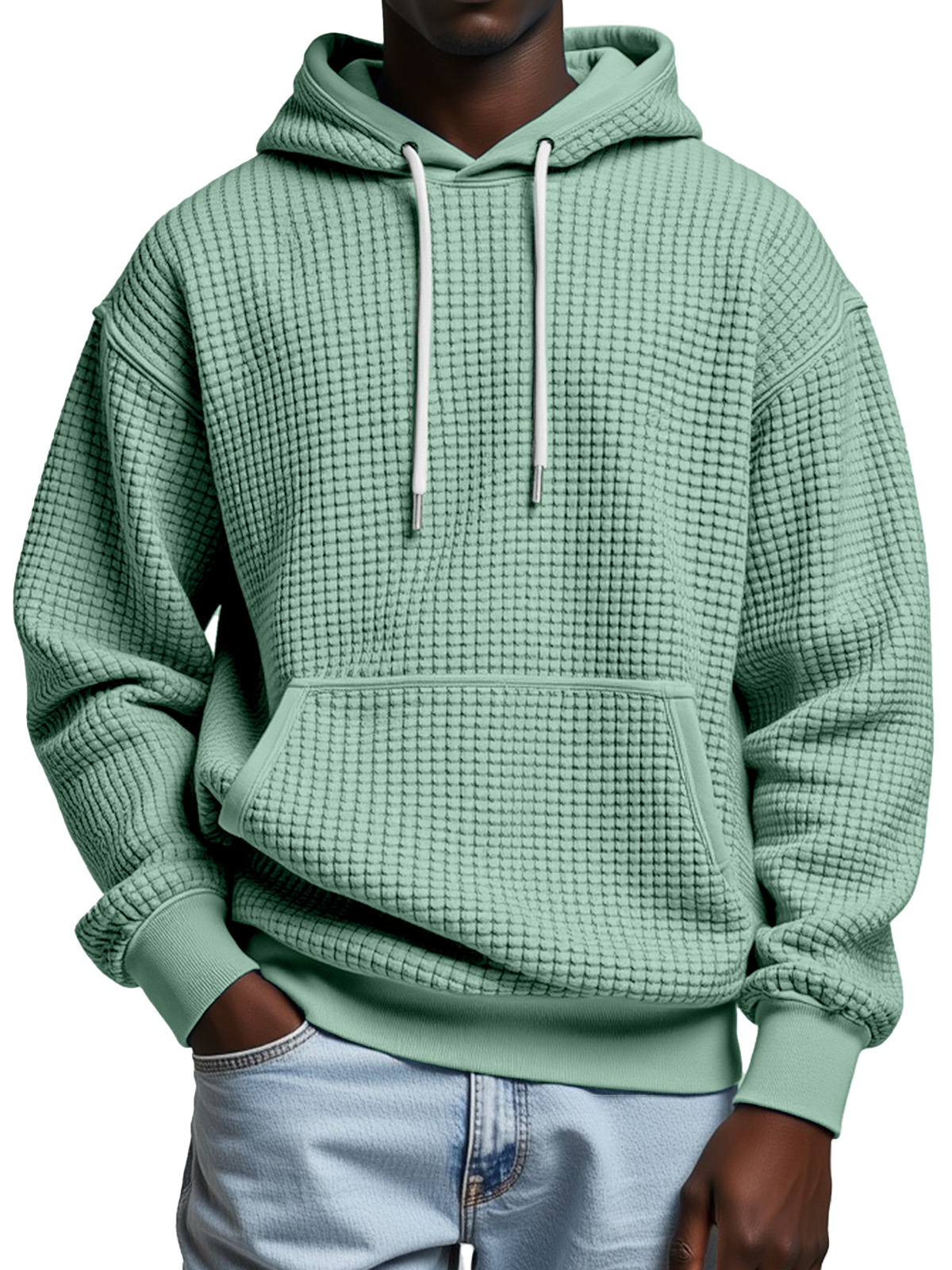 Autumn And Winter Solid Color Comfortable Small Square Texture Casual Hooded Sweatshirt