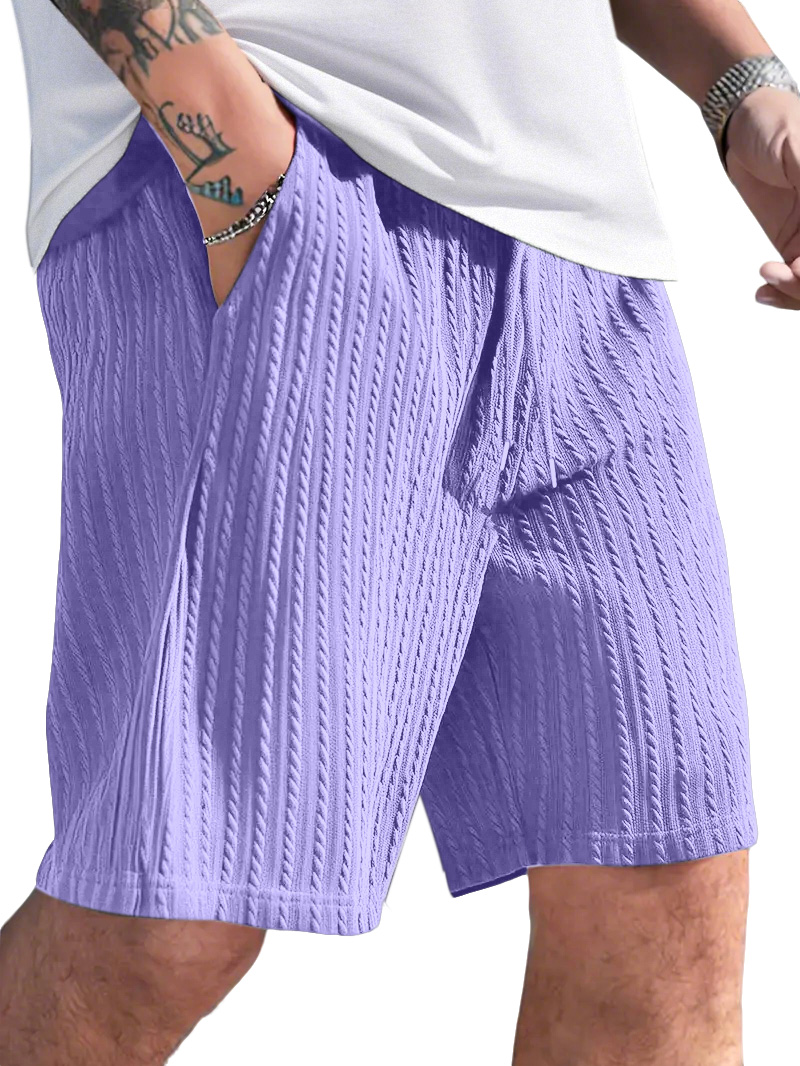 Men's Casual Solid Color Jacquard Loose And Comfortable Shorts