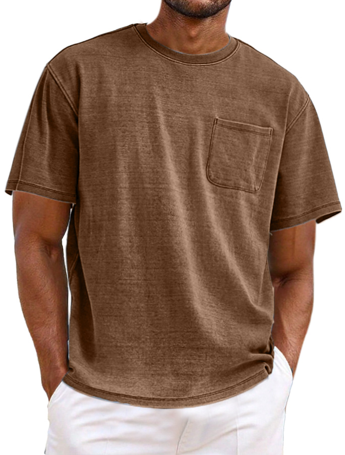 Men's Simple Casual Retro Pocket Short Sleeve T-shirt