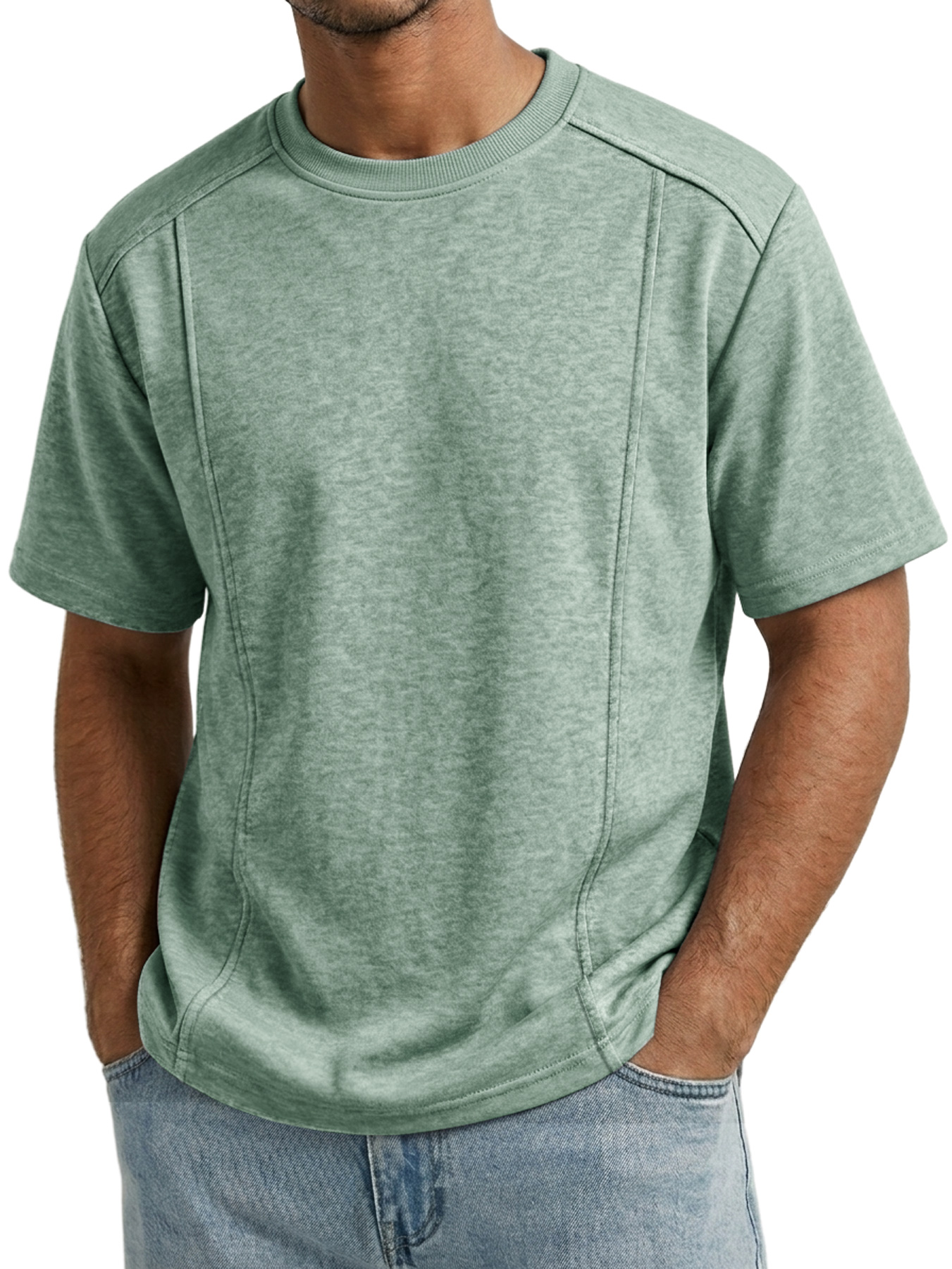 Men's Crew Neck Deconstructed Casual Short-Sleeve T-Shirt