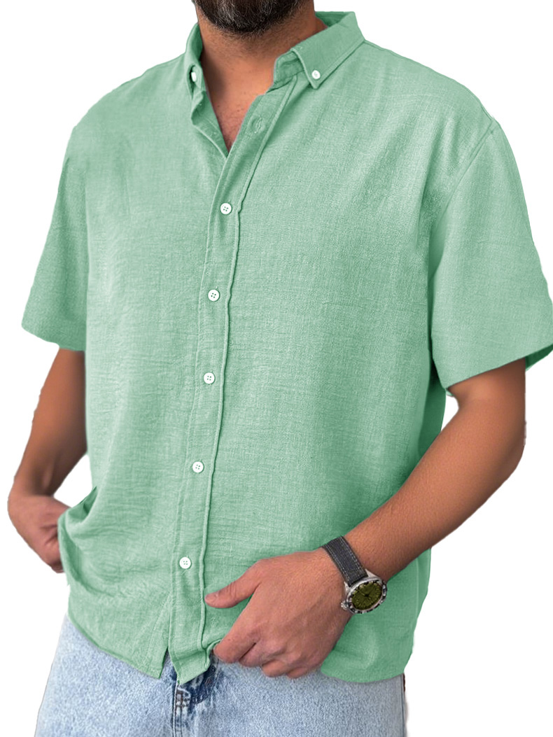 Men's Stylish And Comfortable Everyday Texture Fabric Short-sleeved Lapel Shirt