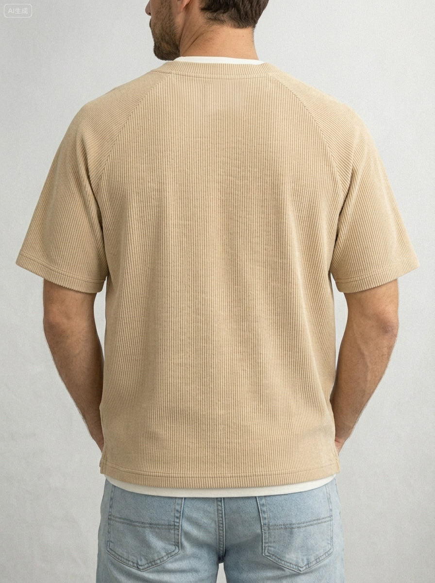 Men's Solid Color Fake Two-piece Vertical Pit V-neck Short-sleeved T-shirt
