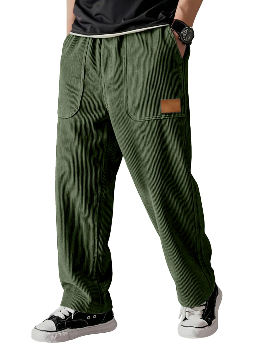 Simple Casual All-match Corduroy Patch Bag Wide-leg Trousers