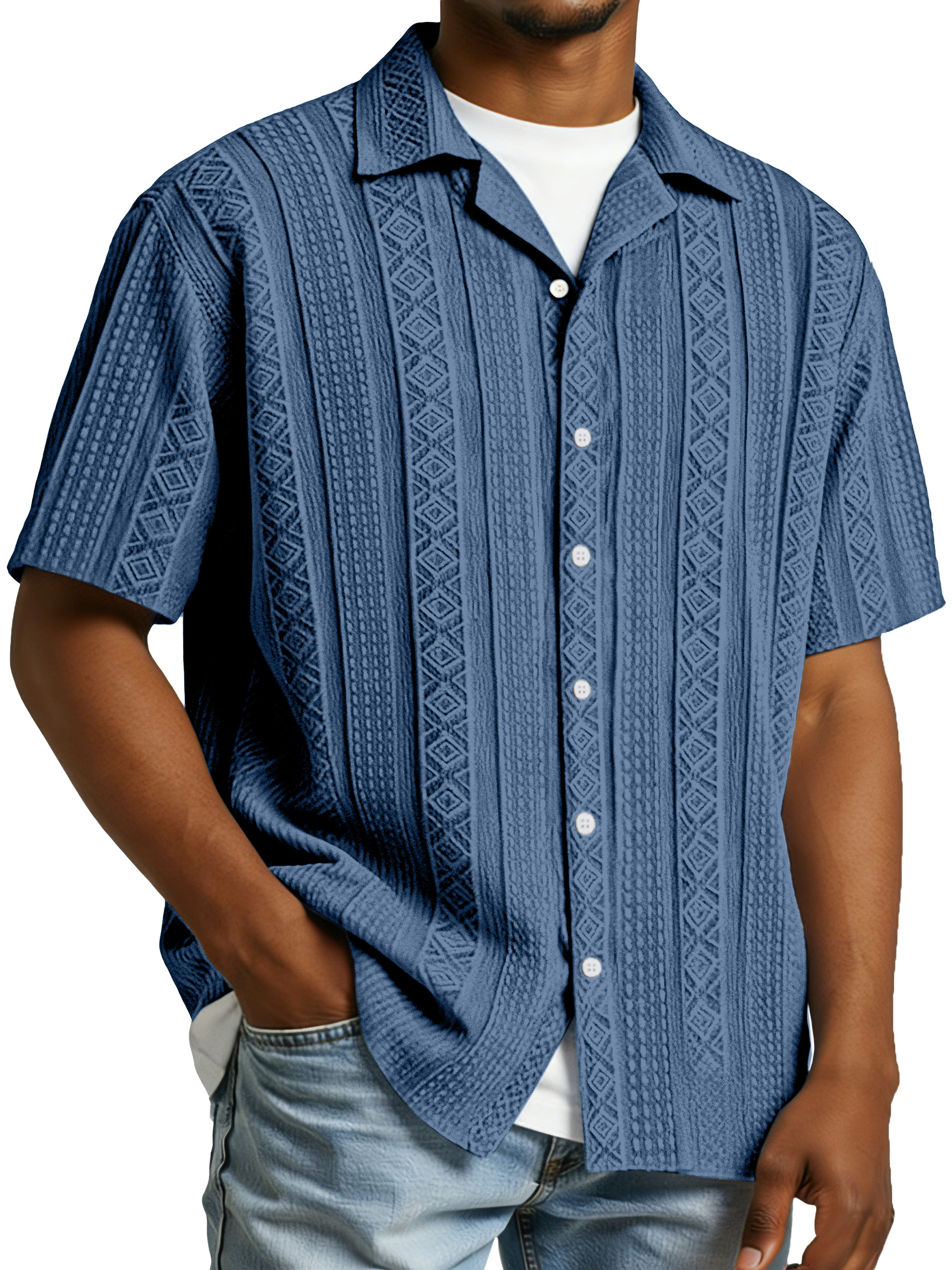 Men's Simple And Comfortable Textured Solid Color Short-sleeved Polo Shirt
