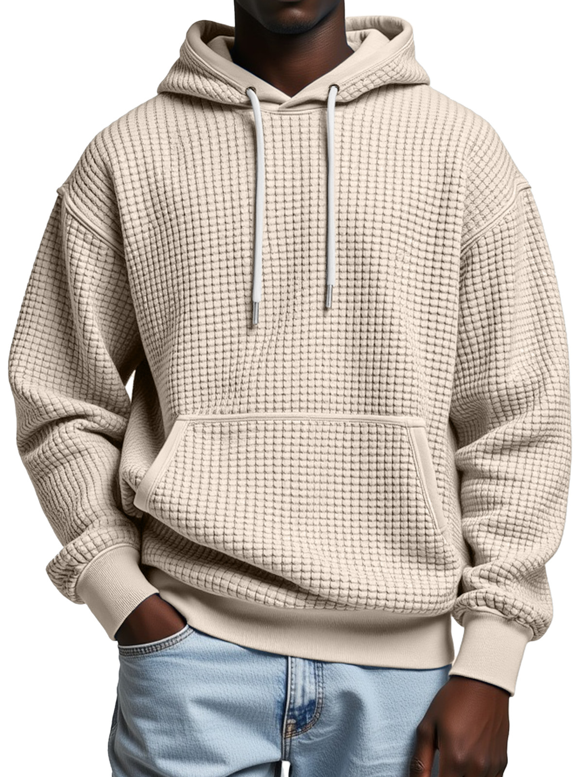 Autumn And Winter Solid Color Comfortable Small Square Texture Casual Hooded Sweatshirt