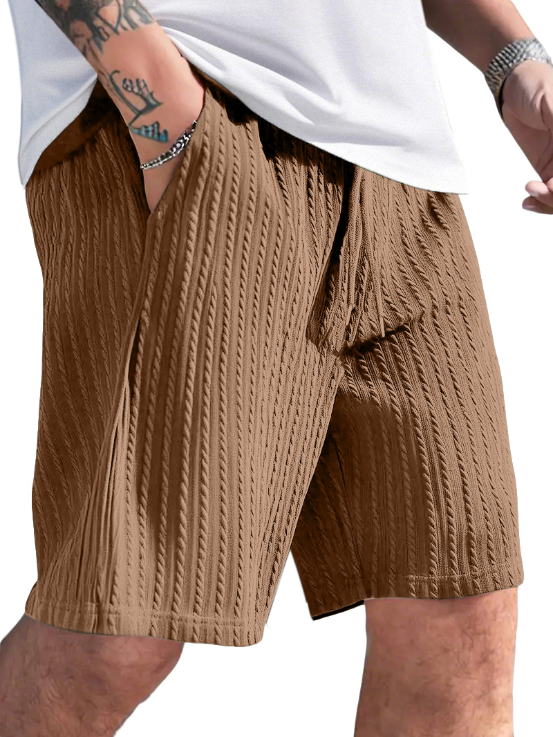 Men's Casual Solid Color Jacquard Loose And Comfortable Shorts