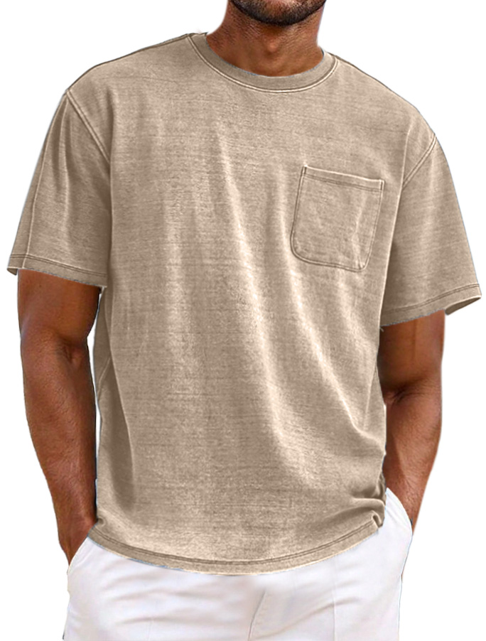 Men's Simple Casual Retro Pocket Short Sleeve T-shirt