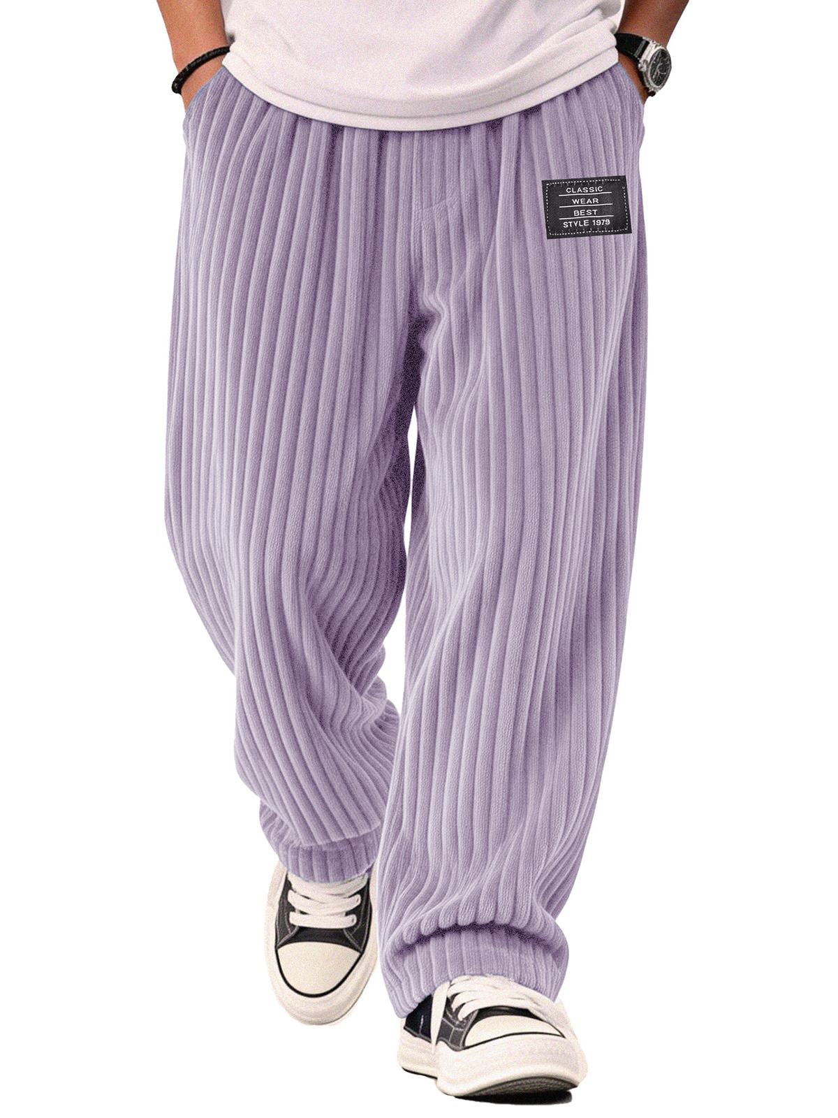 Stylish Casual Loose Corduroy Fabric Pocket Tether Pants
