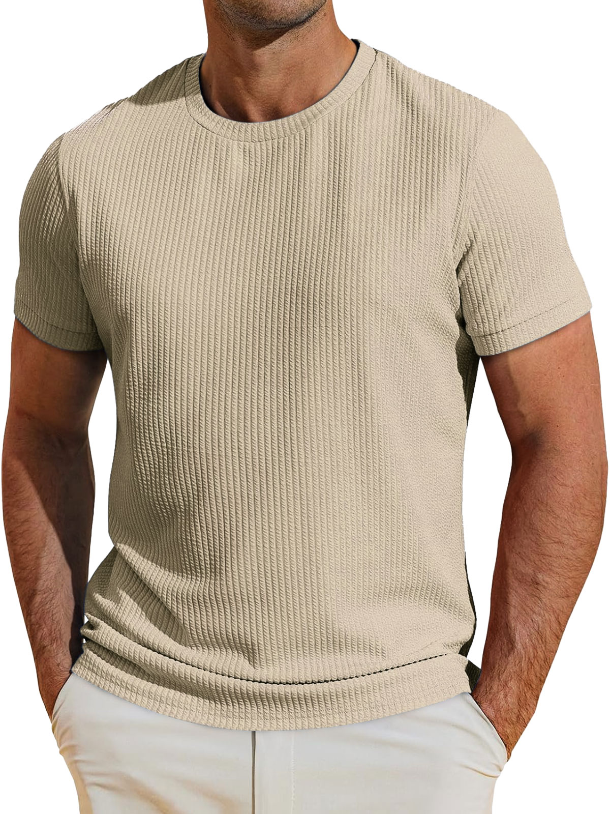 Men's Daily Round Neck Casual Solid Color Short-sleeved T-shirt
