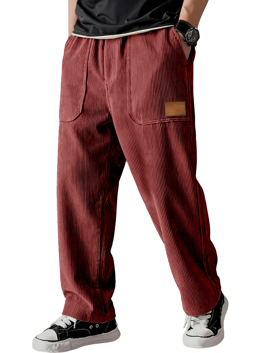 Simple Casual All-match Corduroy Patch Bag Wide-leg Trousers