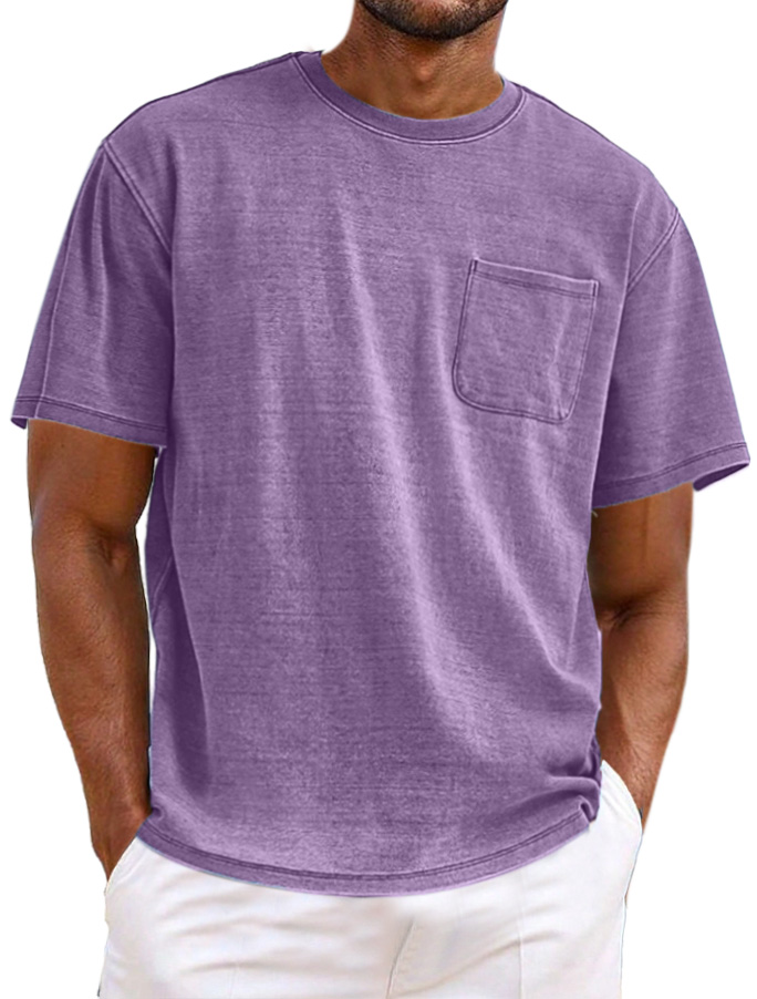Men's Simple Casual Retro Pocket Short Sleeve T-shirt