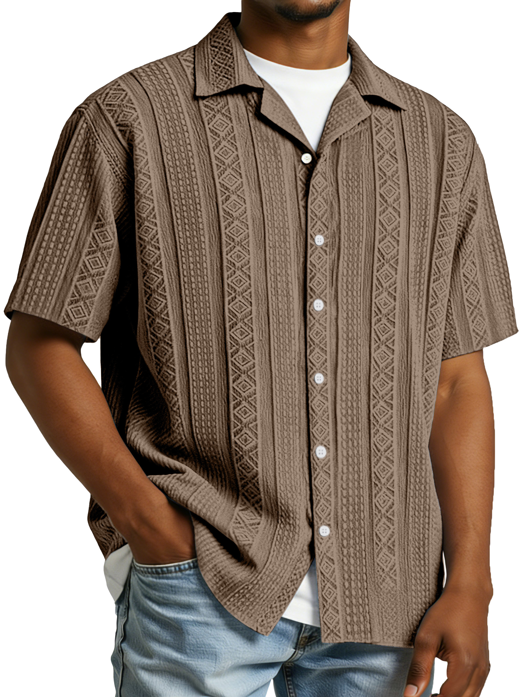 Men's Simple And Comfortable Textured Solid Color Short-sleeved Polo Shirt
