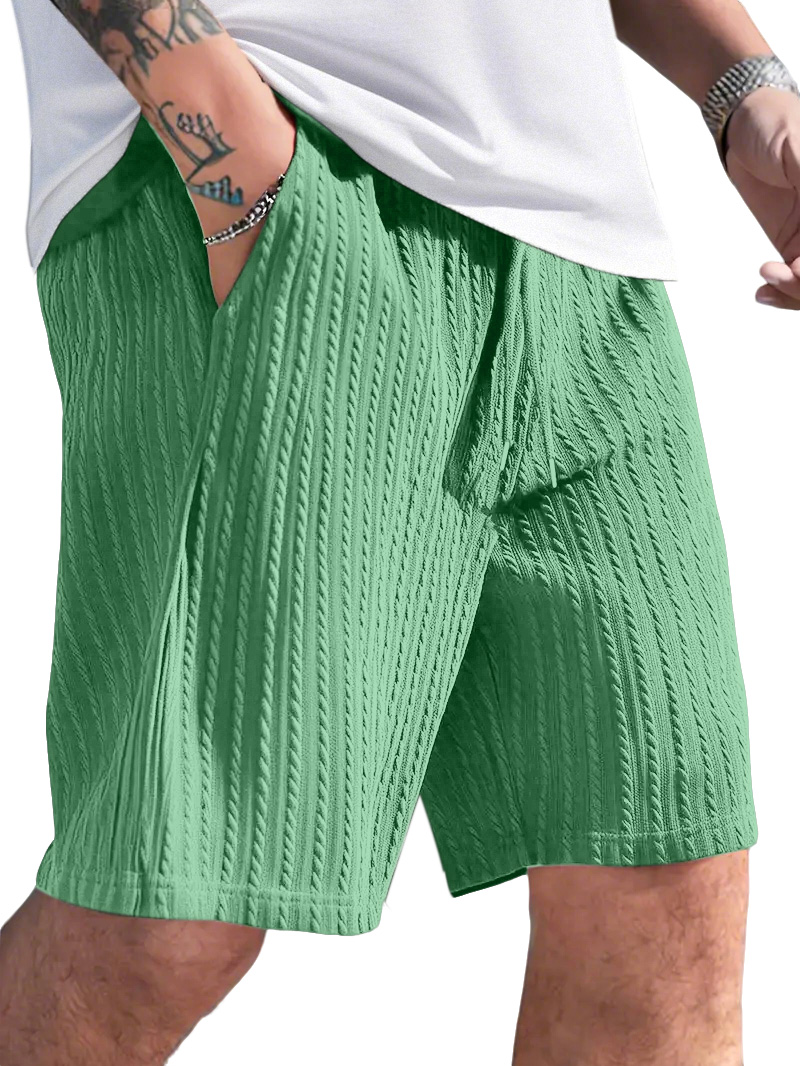 Men's Casual Solid Color Jacquard Loose And Comfortable Shorts