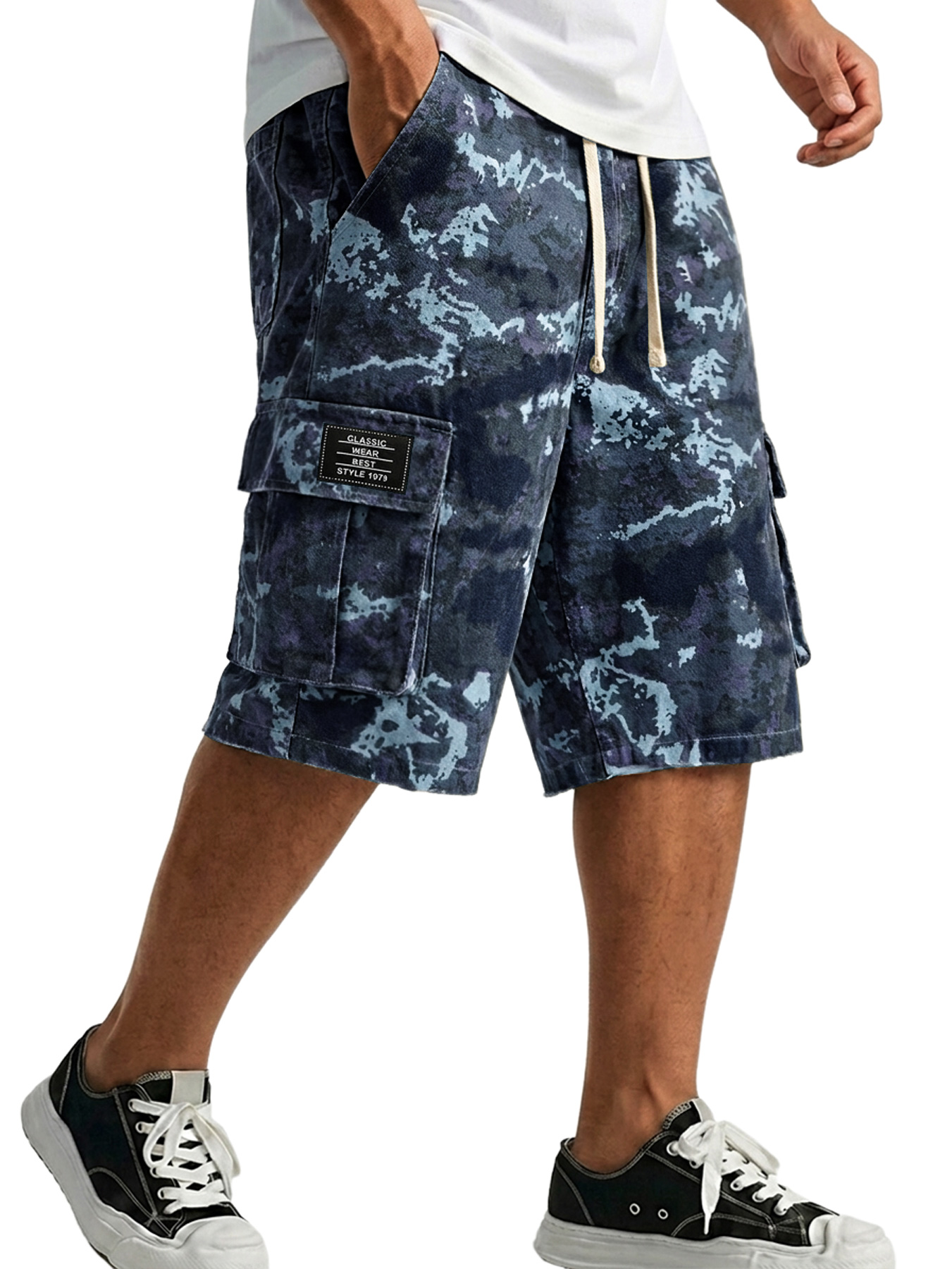 Men's Multi-pocket Camouflage Embroidered Logo Casual Work Shorts
