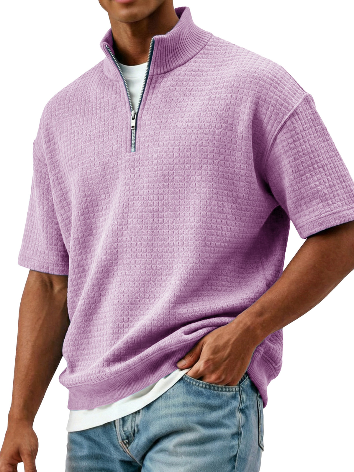 Men's Fashionable Casual Stand Collared Short-Sleeve Polo Shirt