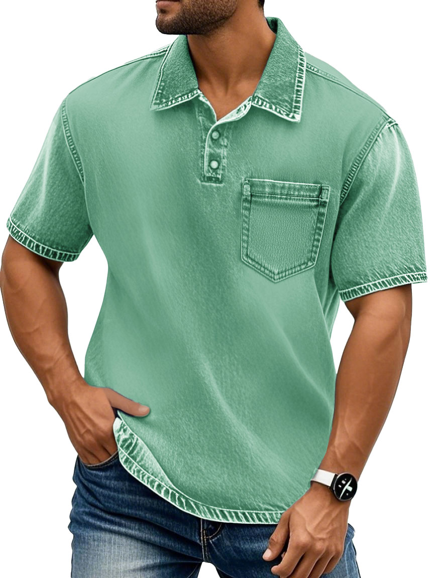 Men's Fashion Retro Lapel Cotton Short-sleeved Polo Shirt
