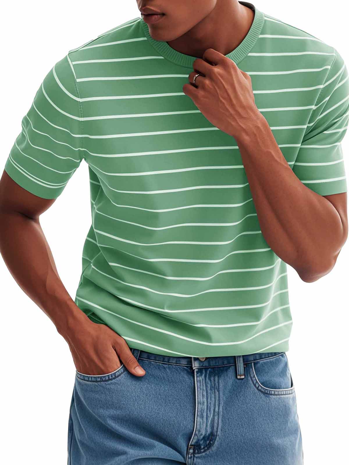 Men's Fashion Casual Striped Round Neck T-Shirt