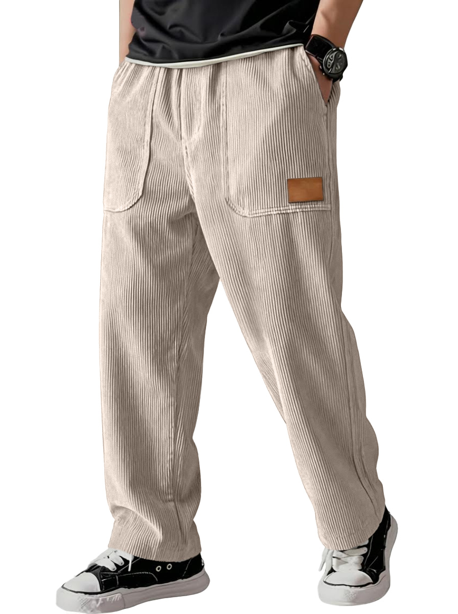 Simple Casual All-match Corduroy Patch Bag Wide-leg Trousers
