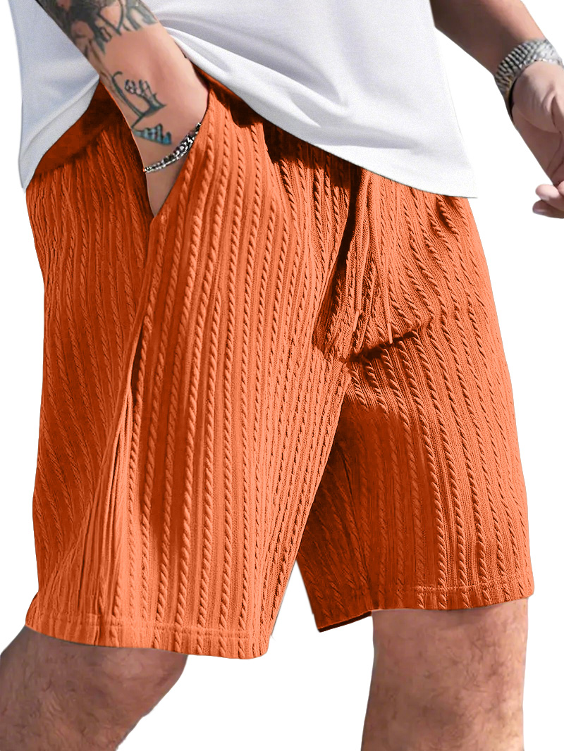 Men's Casual Solid Color Jacquard Loose And Comfortable Shorts