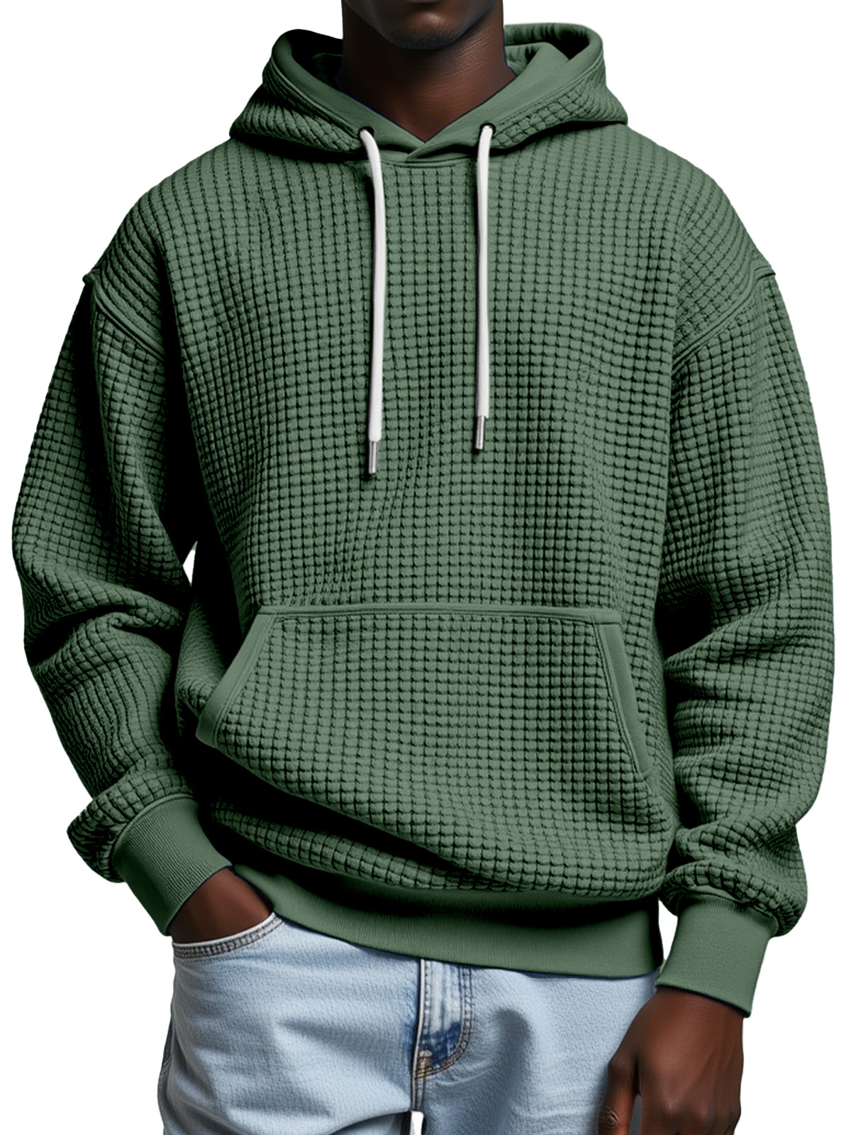 Autumn And Winter Solid Color Comfortable Small Square Texture Casual Hooded Sweatshirt