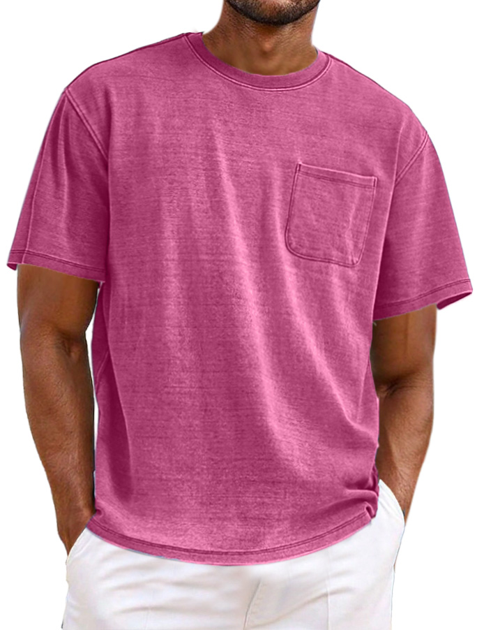 Men's Simple Casual Retro Pocket Short Sleeve T-shirt