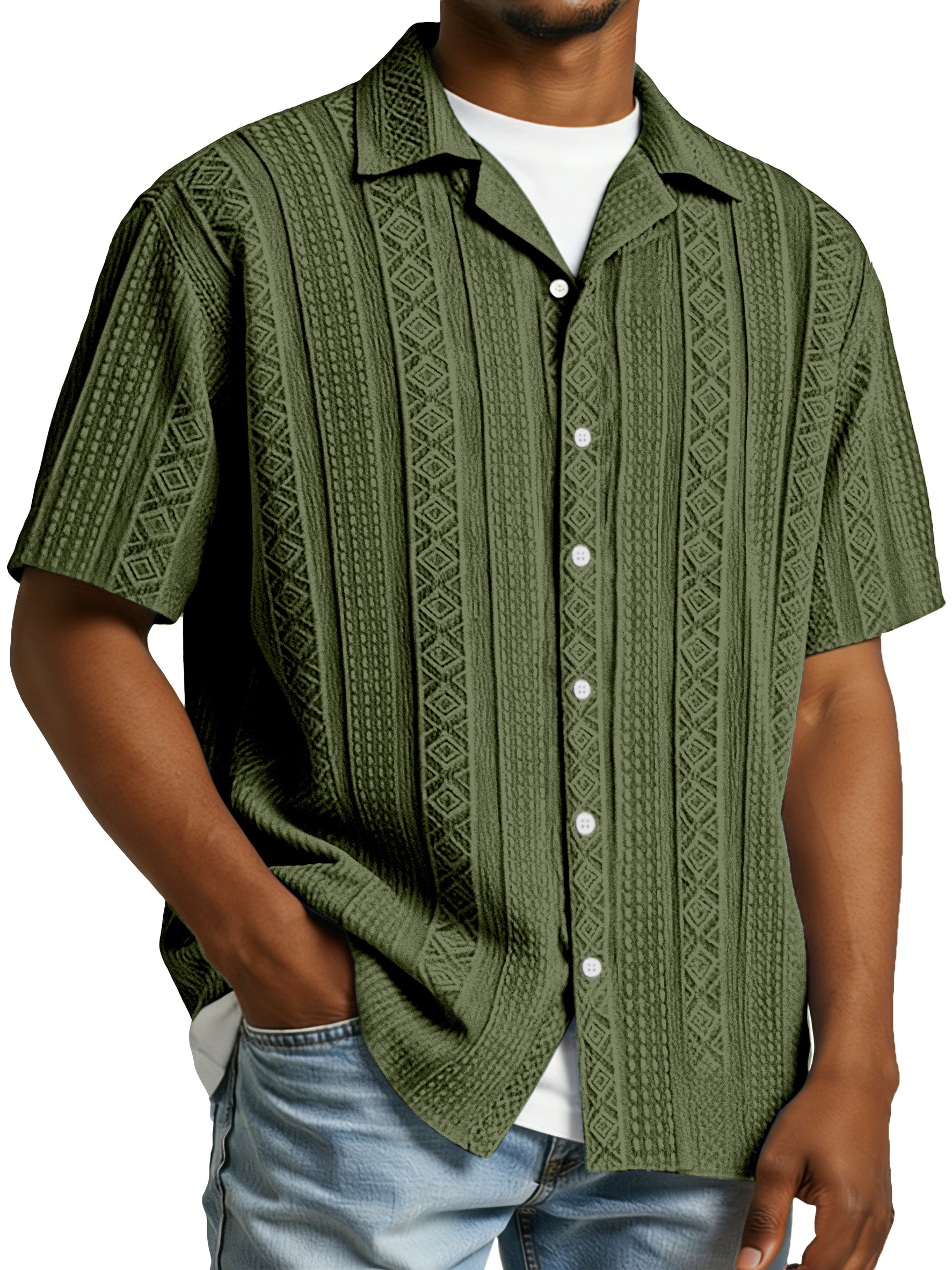 Men's Simple And Comfortable Textured Solid Color Short-sleeved Polo Shirt