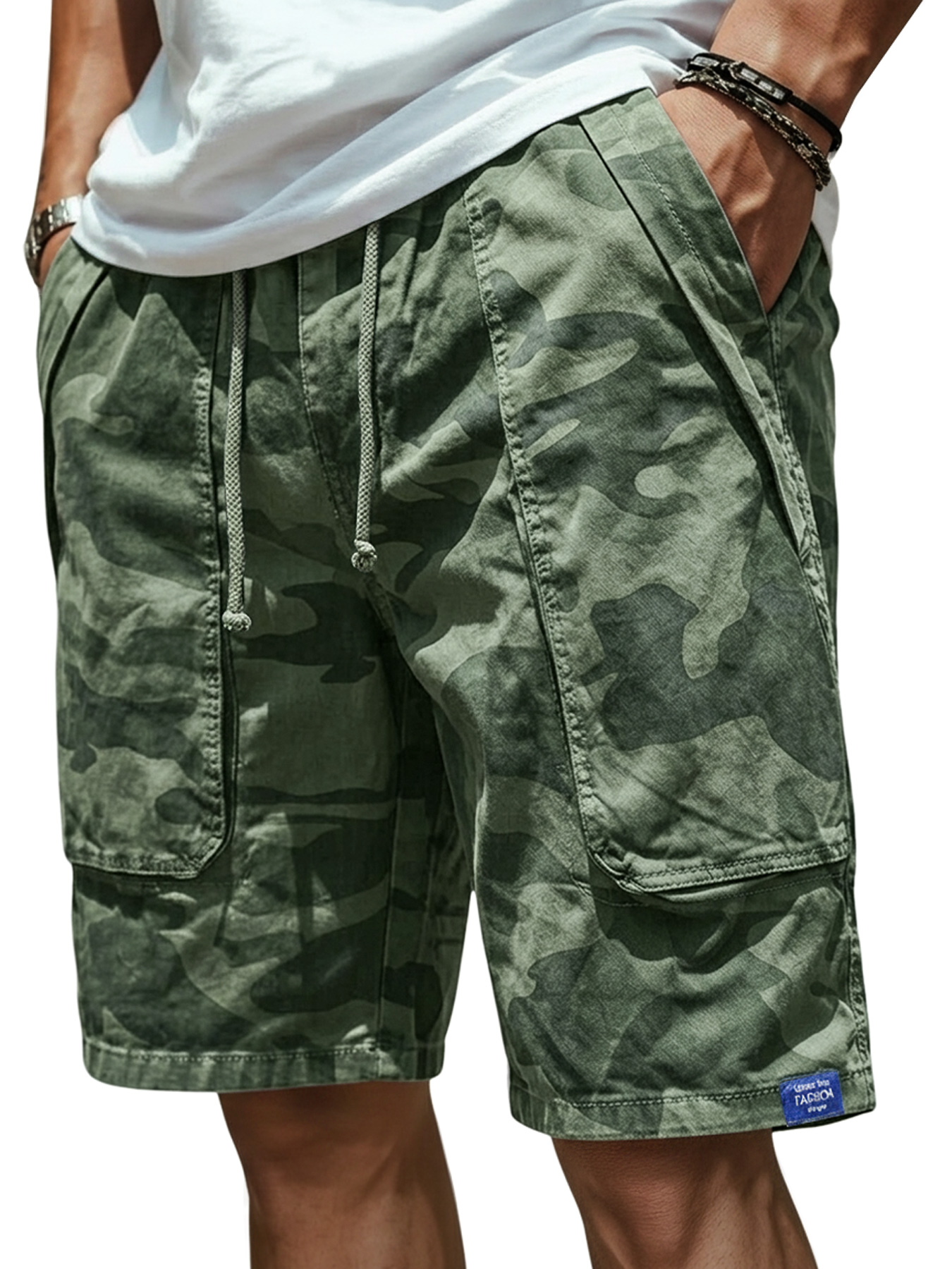Men's Cotton Patch Pocket Camouflage Casual Work Shorts