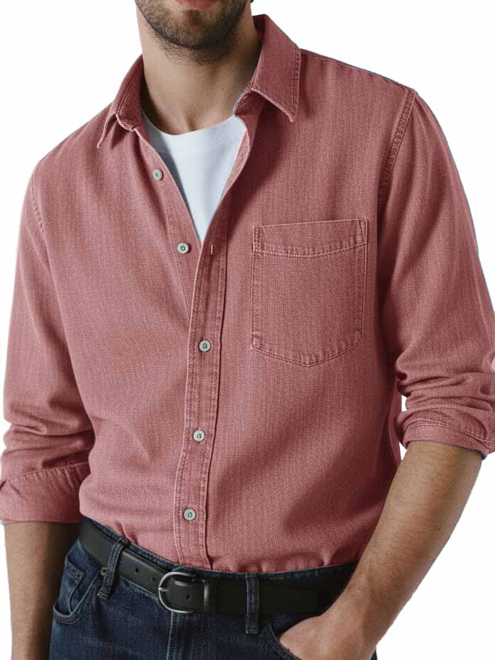 Men's Stylish Vintage Distressed Cotton Lapel Pocket Shirt