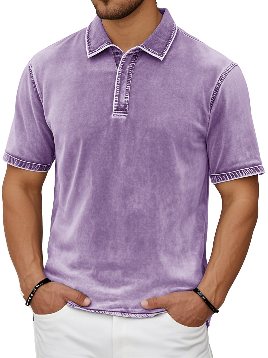 Men's Fashion Casual Retro Distressed Lapel Short-sleeved Polo Shirt