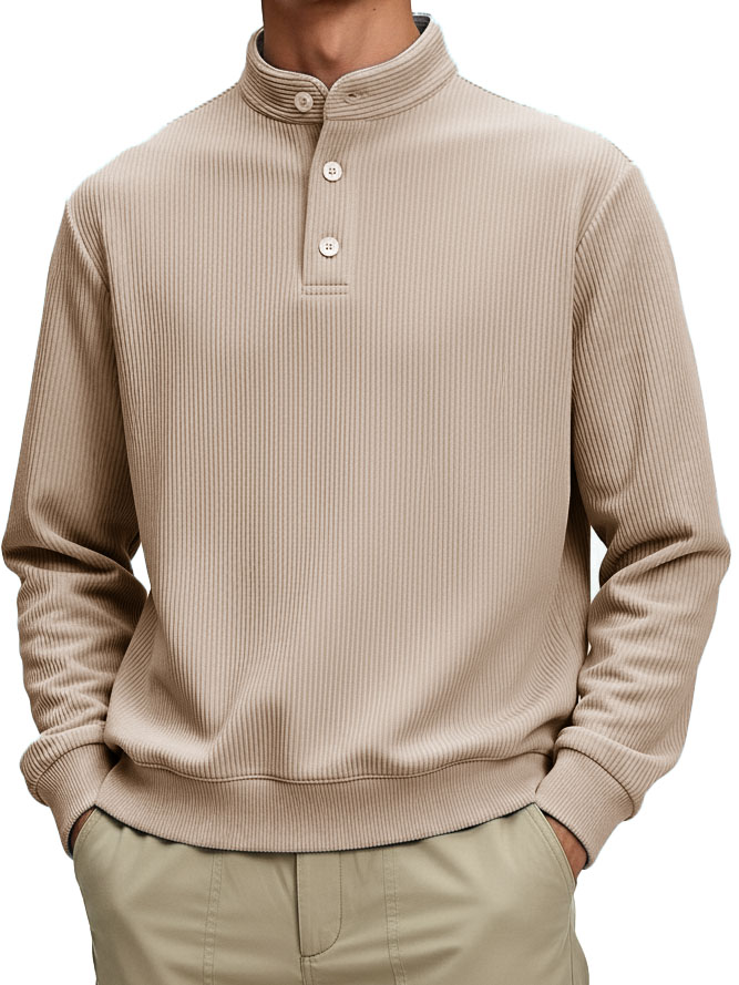 Men's Fashionable Casual Retro Stand Collar Long-Sleeved Top