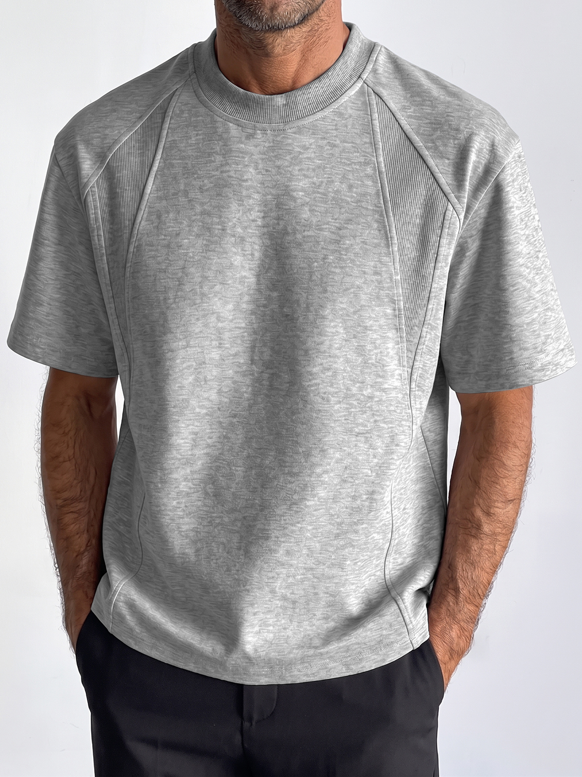 Breathable and Sweat-Absorbing Sustainable Cotton Fashion Deconstructed Design Crew Neck T-Shirt