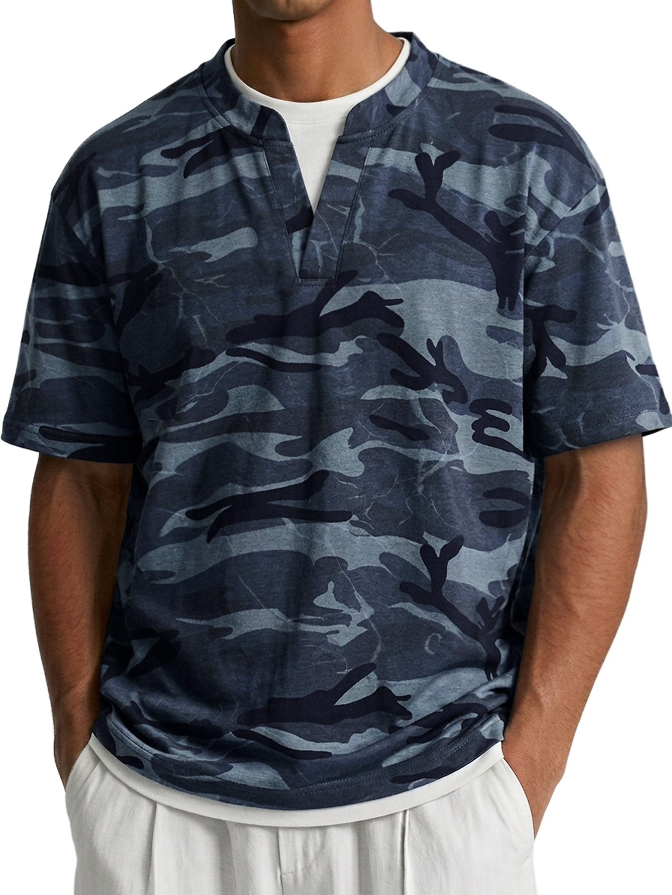 Men's Two-piece Camouflage Print Casual Short-sleeved T-shirt