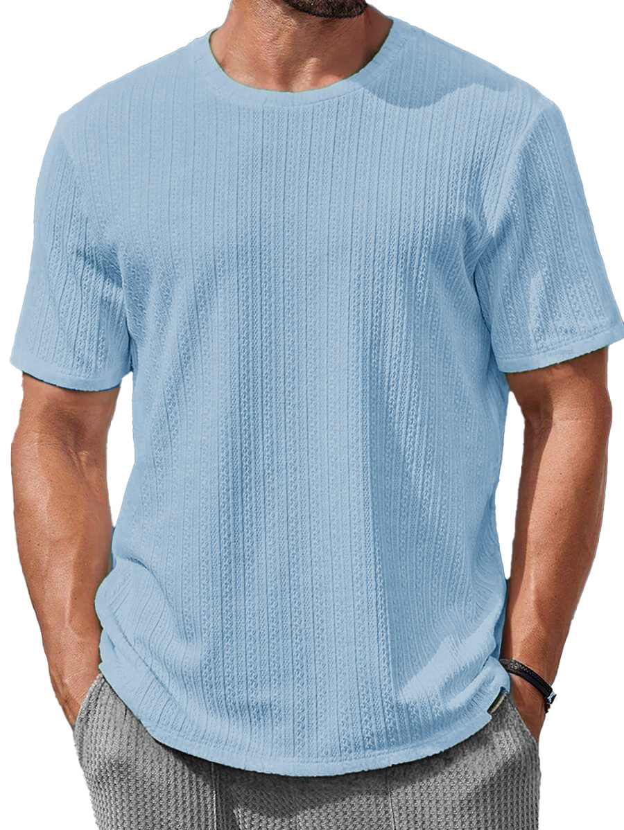 Men's Fashion Casual Jacquard Round Neck Short-sleeved T-shirt