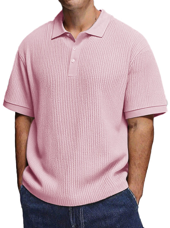 Men's Fashion Daily Textured Fabric Loose Pocket Lapel Polo Shirt
