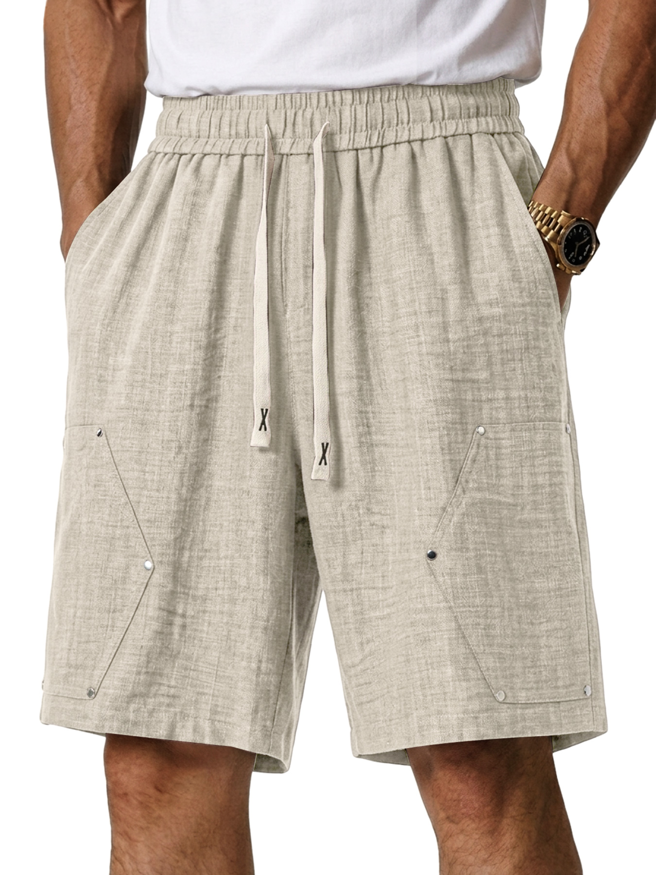 Men's Linen Studded Casual Loose Comfort Shorts
