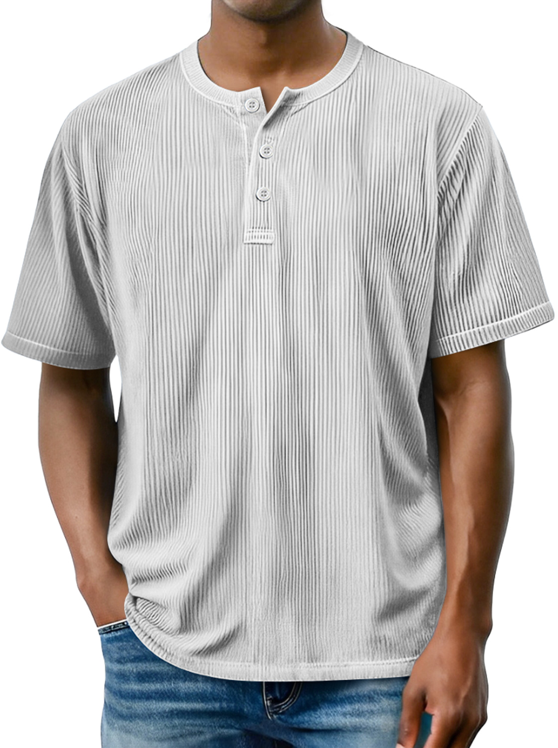 Men's Daily Striped Casual Comfort Short Sleeve Henley Shirt