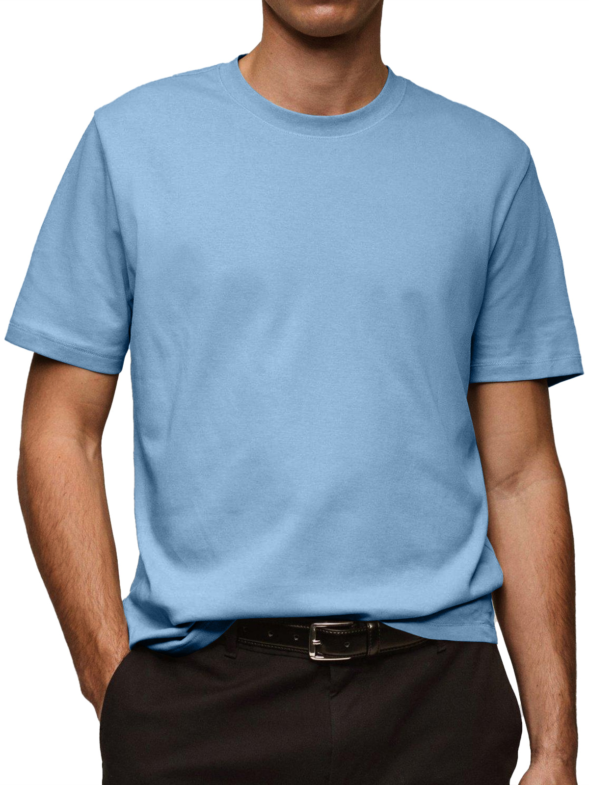 Men's Daily Pure Cotton Round Neck Casual Solid Color Short-sleeved T-shirt