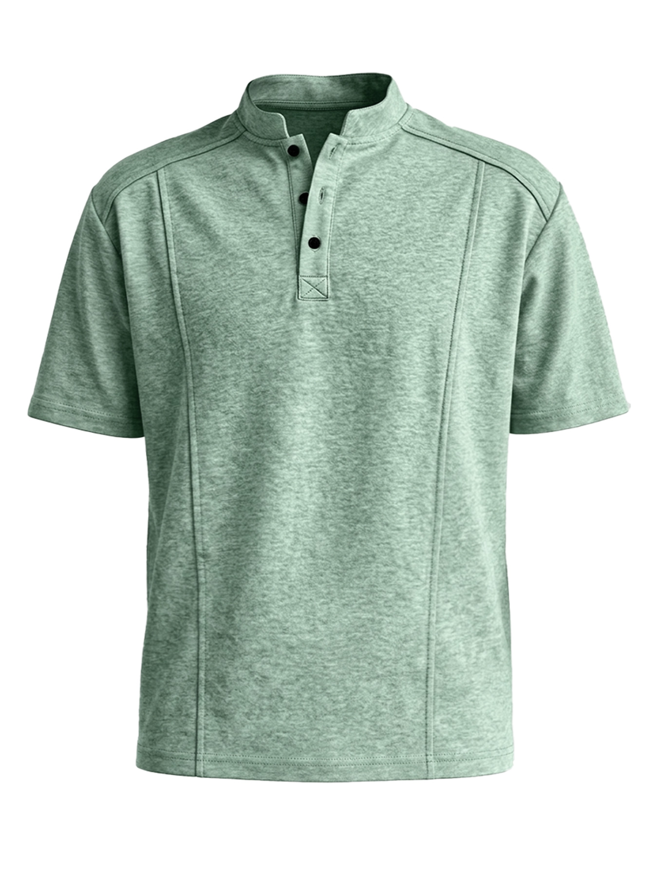Men's Stand-up Collar Button-down Design Casual Short-sleeved Henley Shirt