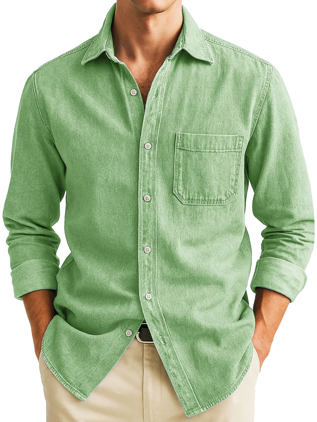 Men's Stylish Casual Retro Outdoor Pocket Long-sleeved Lapel Polo Shirt