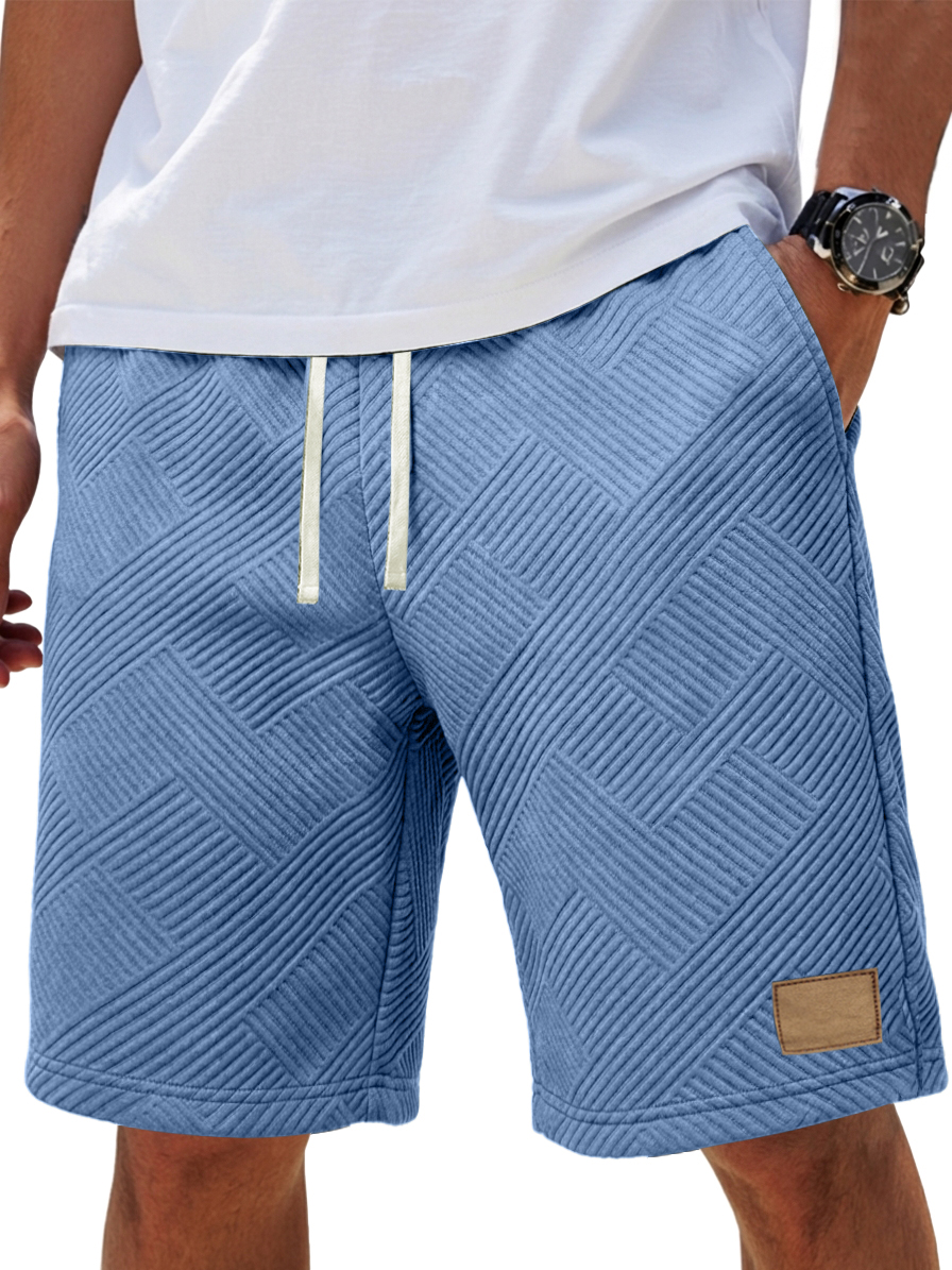 Textured Fabric Elastic-Waist Casual Shorts