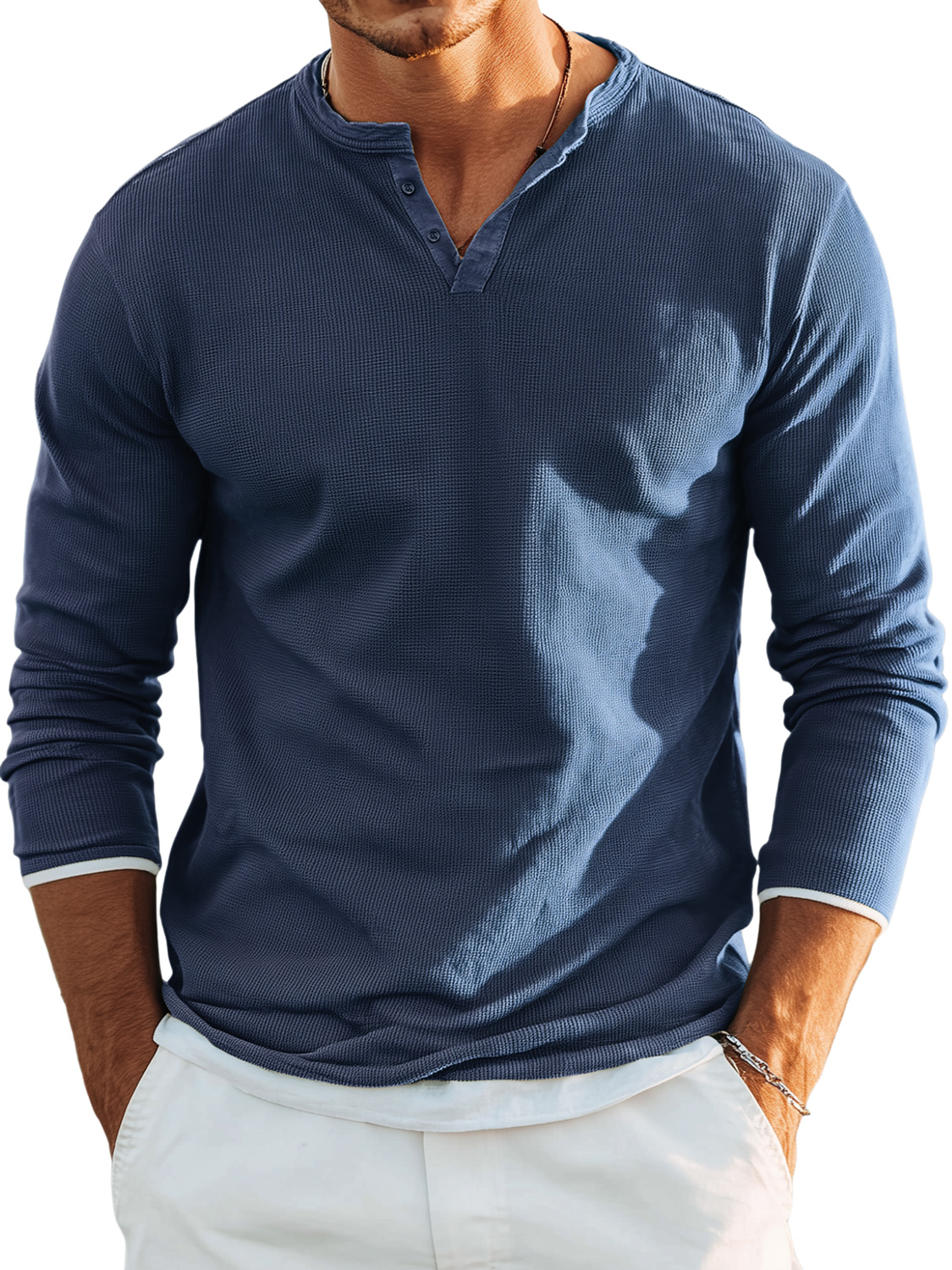 Men's Retro Casual Button Up Comfortable Solid Color Short Sleeve Henley Shirt
