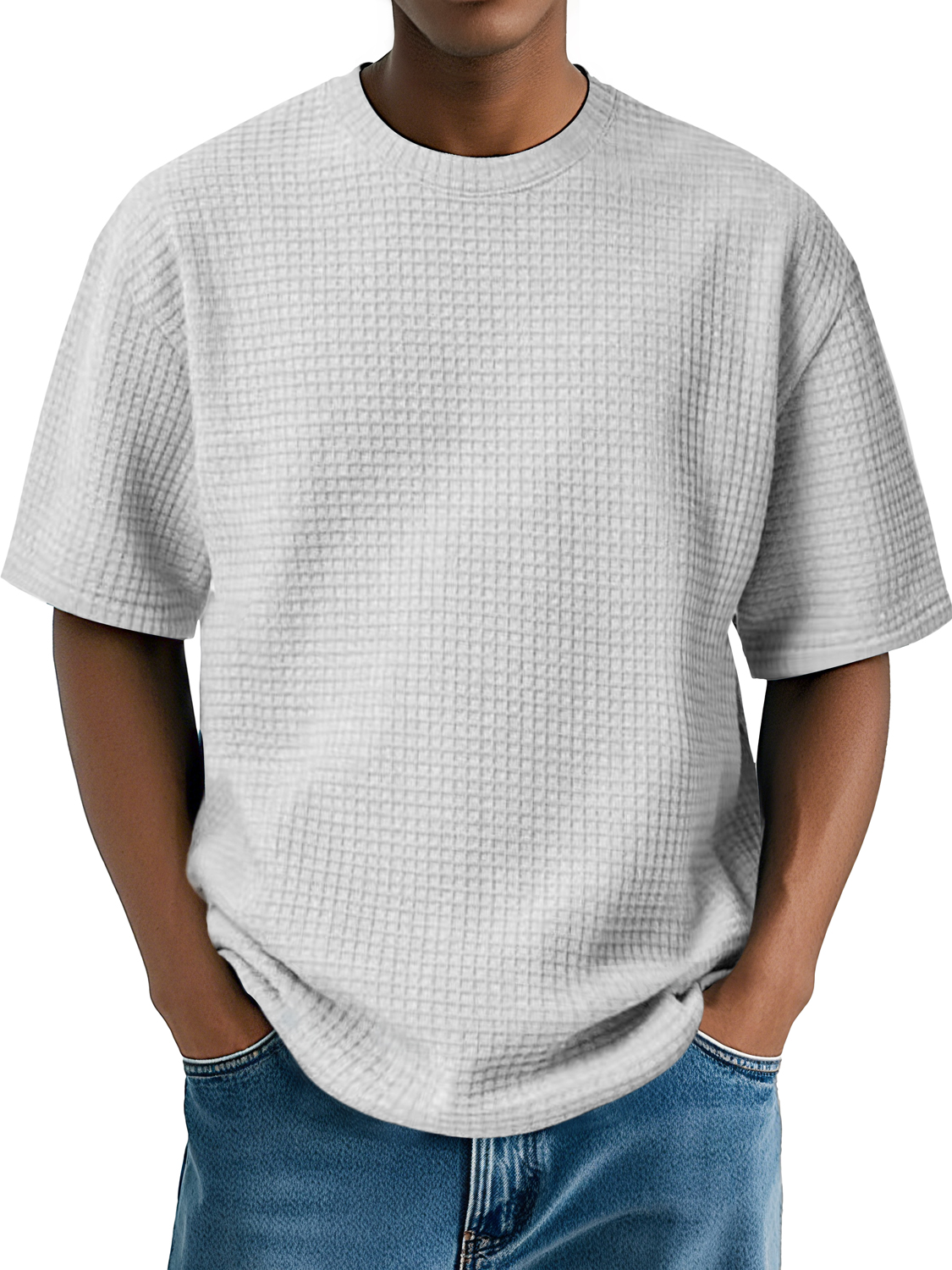 Men's Daily Round Neck Waffle Casual Comfort Short Sleeve T-Shirt