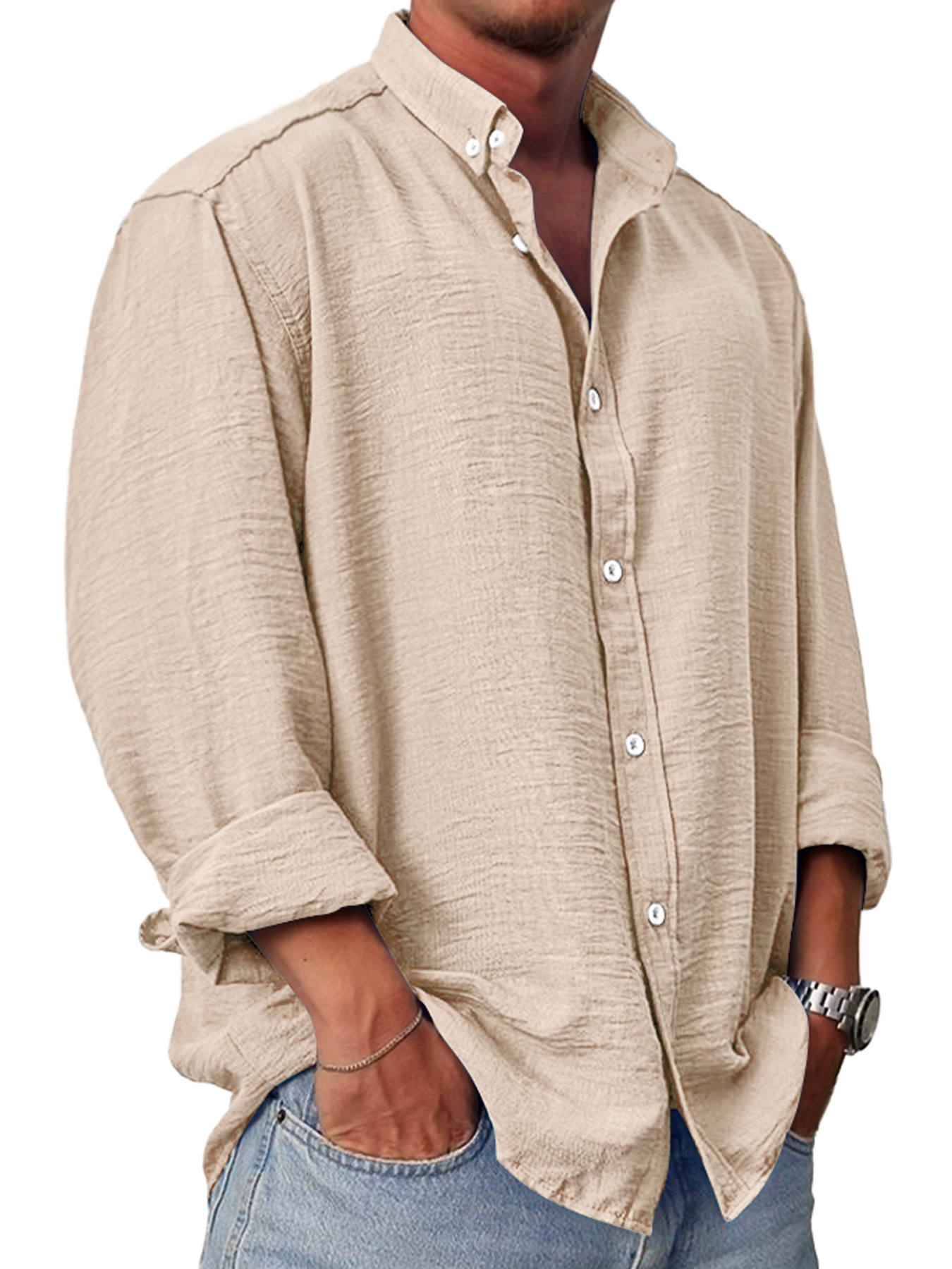 Men's Daily Casual Lapel Comfortable Long-sleeved Shirt