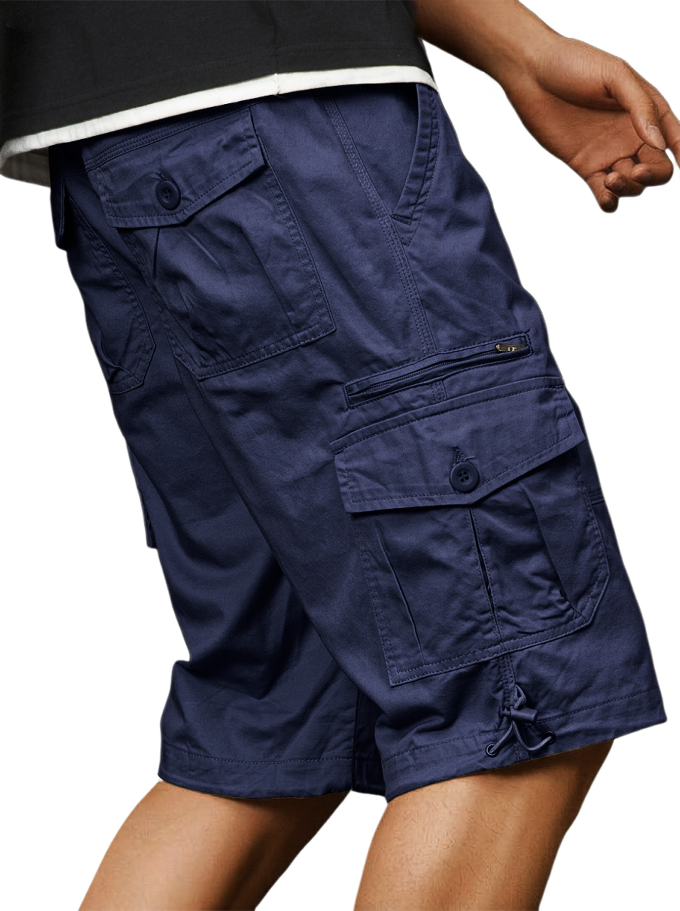 Men's Casual Cotton Multi-pocket Zipper Cargo Shorts