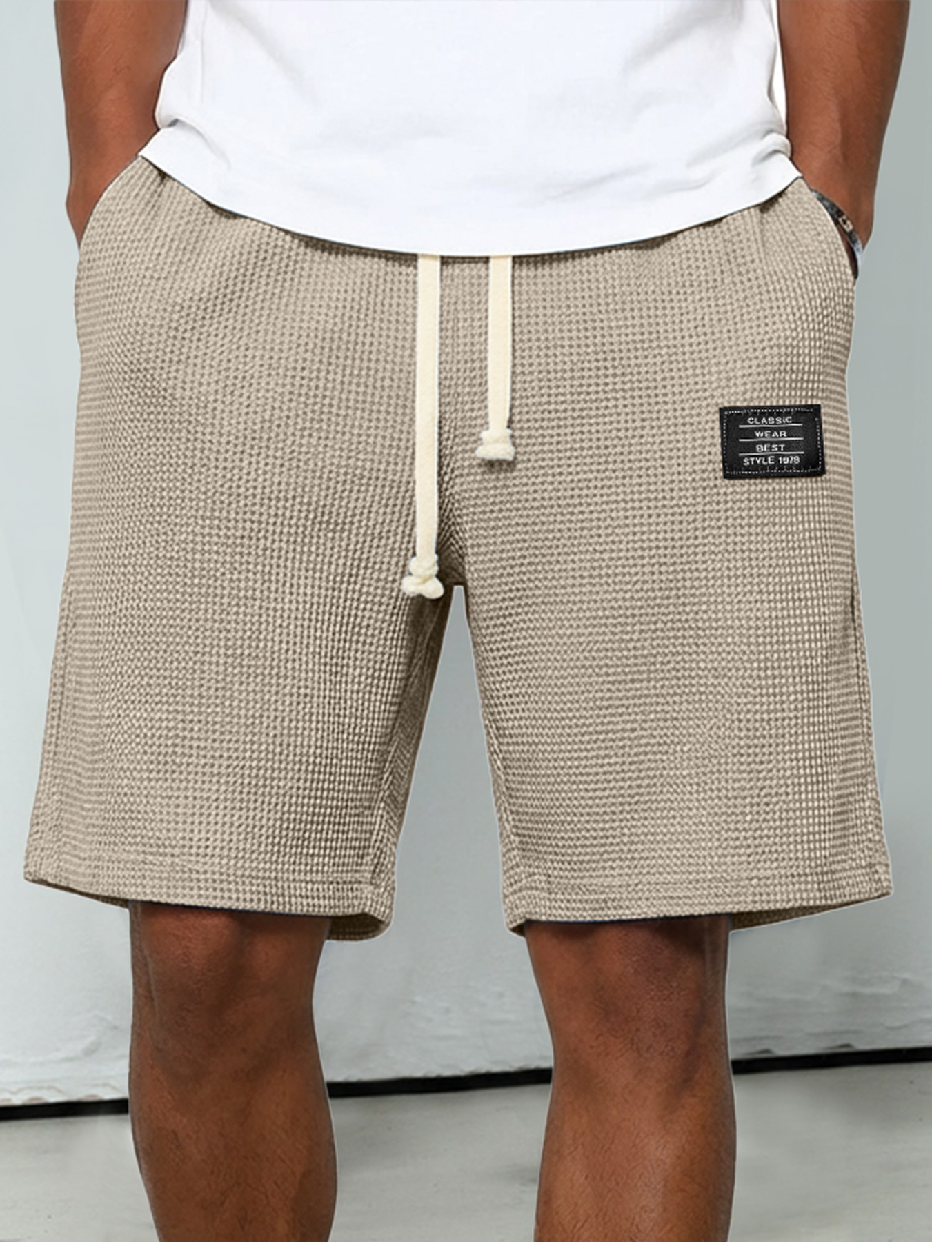 Men's Everyday Waffle-knit Shorts With Elastic Waistband And Logo Detail