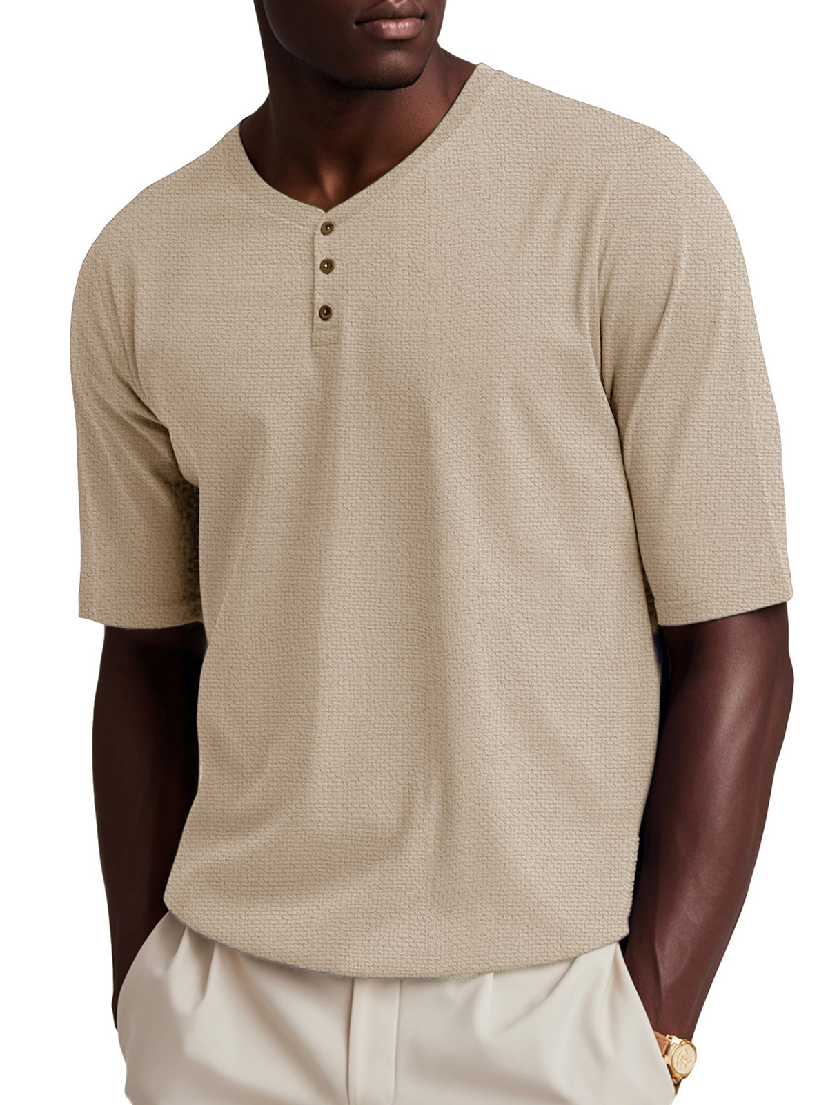 Men's Fashion Vintage Button Short Sleeve Henley T-Shirt